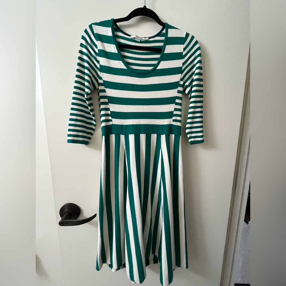 Boden Emerald and White Striped Tee